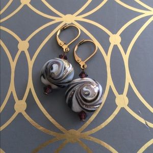 Gold tone glass bead pierced earrings